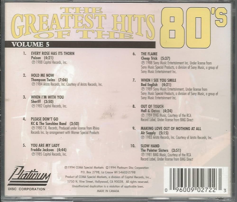 ほぼ未使用　PARADISE MEGA HITS '80s 5
枚組 CD ほぼ未使用 PARADISE MEGA HITS '80s 5 枚組 CD ほぼ未使用